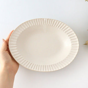 Oval Platter Chrysanthemum White | Mino Ware