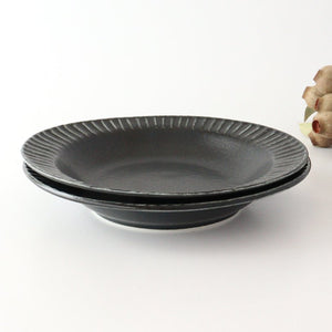 Round plate 22.5cm/5.9in Black porcelain Kikuhana Mino ware
