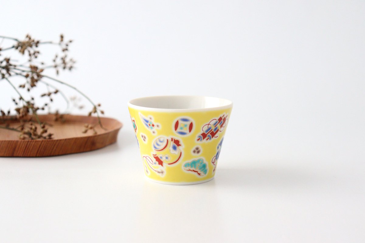 Seikou Kiln Soba Choko Luckey Items Yellow | Free Cup Kutani Ware