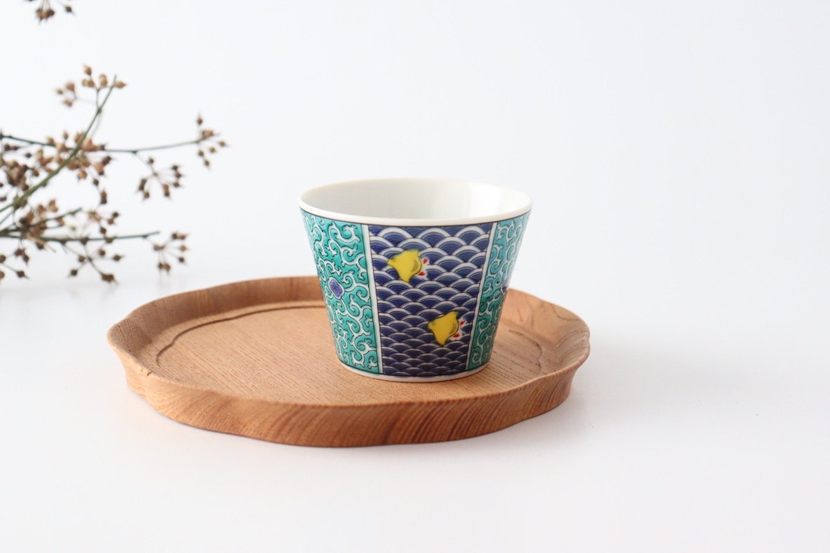 Seikou Kiln Soba Choko Blue Wave | Free Cup Kutani Ware