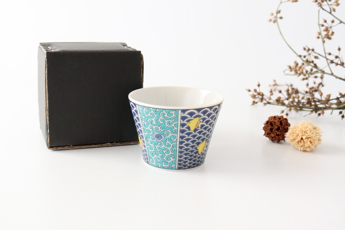 Seikou Kiln Soba Choko Blue Wave | Free Cup Kutani Ware