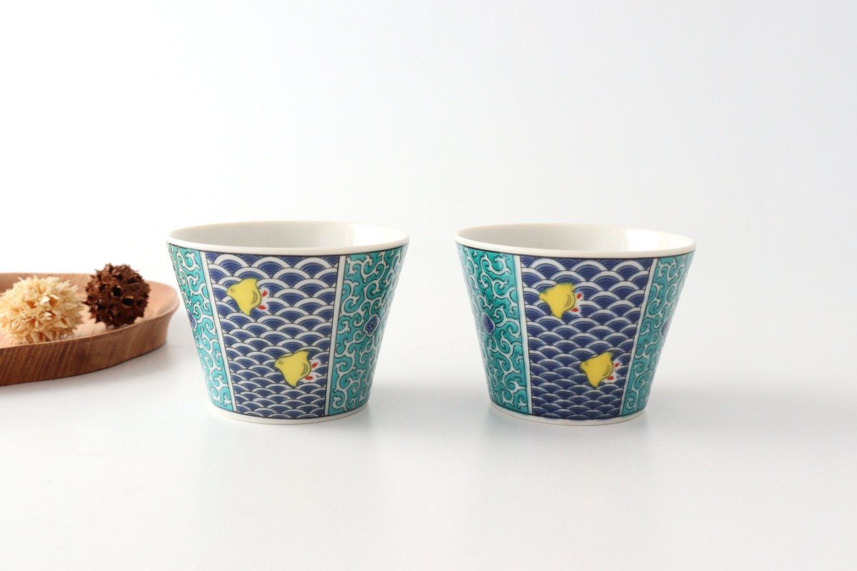 Seikou Kiln Soba Choko Blue Wave | Free Cup Kutani Ware