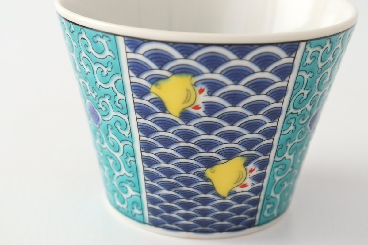 Seikou Kiln Soba Choko Blue Wave | Free Cup Kutani Ware