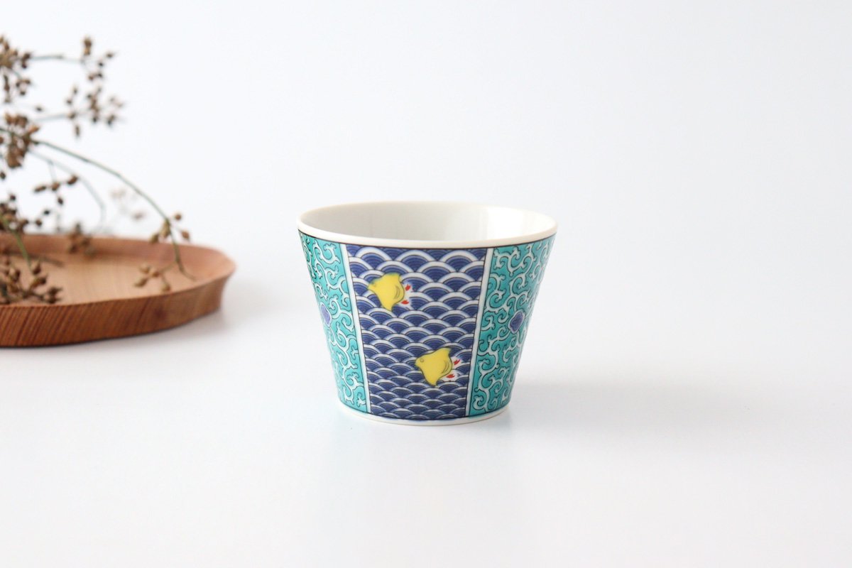 Seikou Kiln Soba Choko Blue Wave | Free Cup Kutani Ware