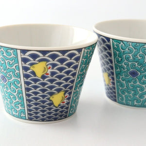 Seikou Kiln Soba Choko Blue Wave | Free Cup Kutani Ware