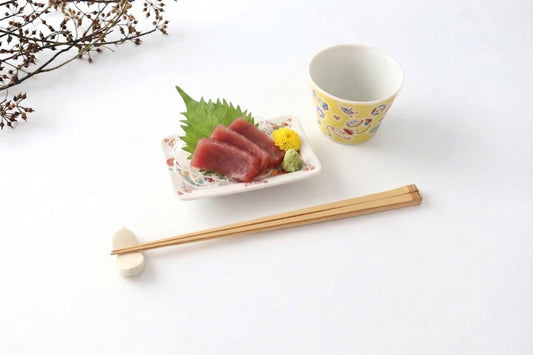 Ginshu Kiln Long Square Small Plate Flower Pattern | Kutani Ware