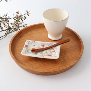 Long square small plate, flower chintz, porcelain, Ginshu kiln, Kutani ware