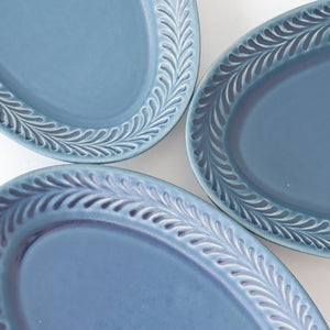Oval plate S denim pottery rosemary Hasami ware