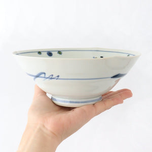 Banreki hand-painted multi-purpose bowl 18cm/7.1in Blue porcelain Hasami ware