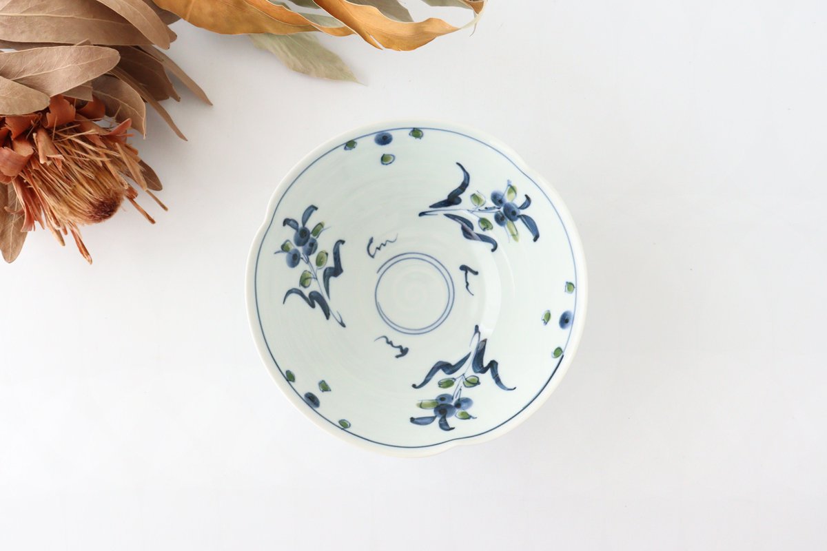 Banreki hand-painted multi-purpose bowl 18cm/7.1in Blue porcelain Hasami ware