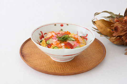 Banreki Hand-painted  Vermilion 18cm/7.1in | Multi-use Bowl Hasami Ware