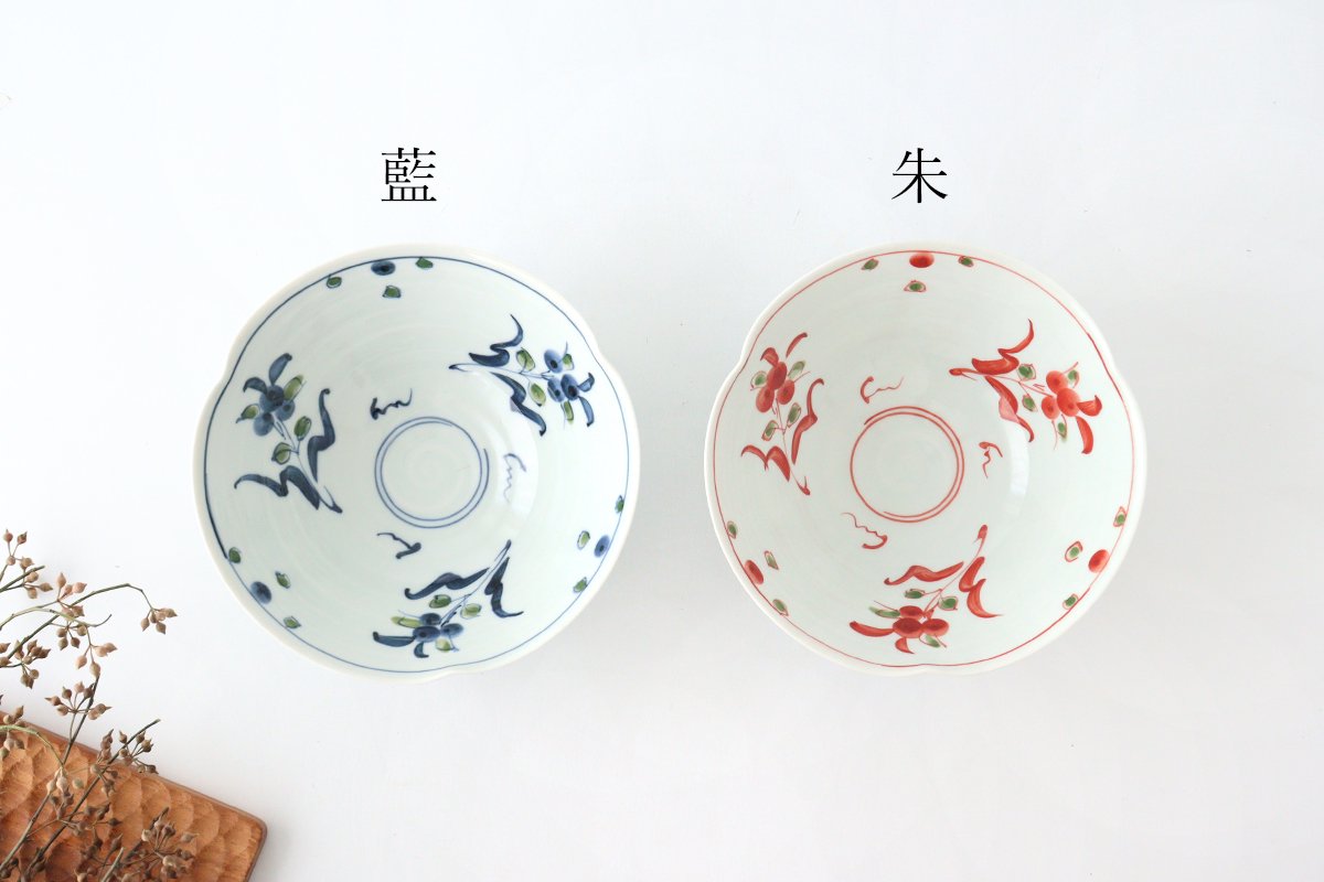 Banreki hand-painted multi-use bowl 18cm/7.1in Vermilion porcelain Hasami ware