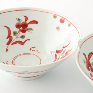 Banreki hand-painted multi-use bowl 18cm/7.1in Vermilion porcelain Hasami ware