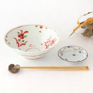 Banreki hand-painted multi-use bowl 18cm/7.1in Vermilion porcelain Hasami ware