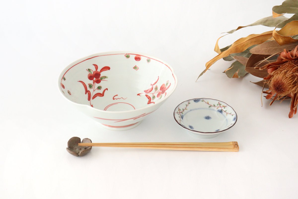 Banreki Hand-painted  Vermilion 18cm/7.1in | Multi-use Bowl Hasami Ware