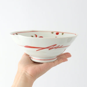 Banreki hand-painted multi-use bowl 18cm/7.1in Vermilion porcelain Hasami ware