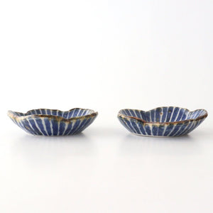 Plum-shaped small plate, porcelain, dyed jukusa, Hasami ware