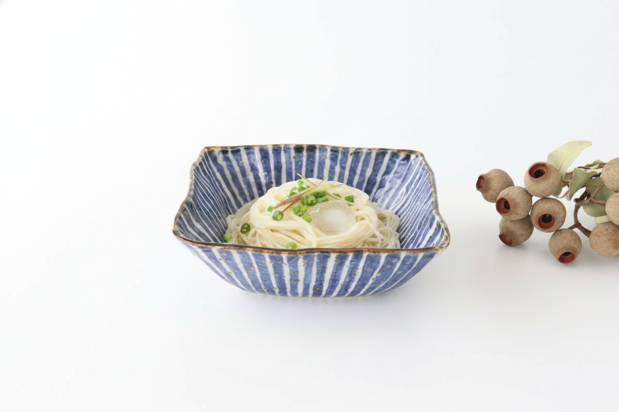 Square Bowl Blue Tokusa | Serving Bowl Hasami Ware
