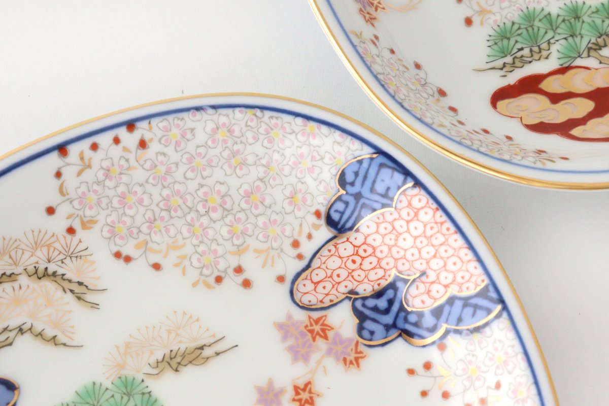 Small plate, spring and autumn pattern, porcelain, Arita ware