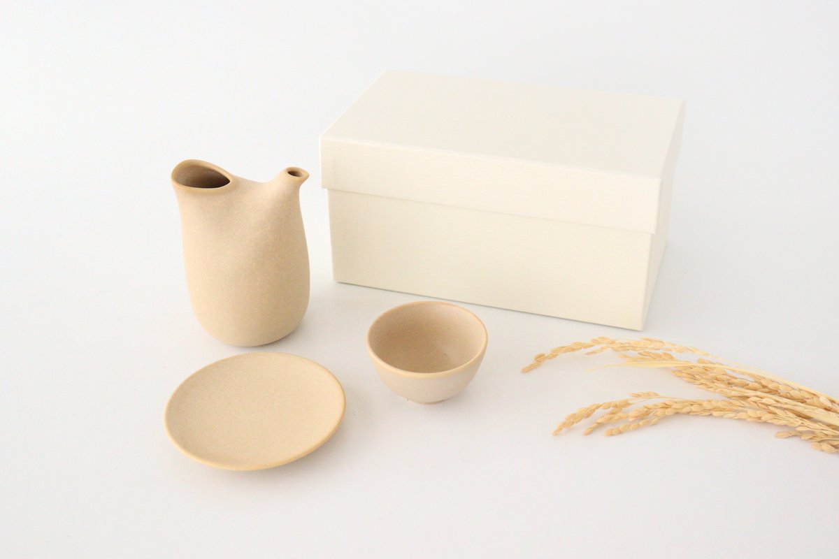 3-piece Sake Set Beige | Mino Ware