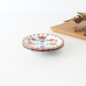 Small plate, colored painting, plum and chrysanthemum pattern, porcelain, Arita ware