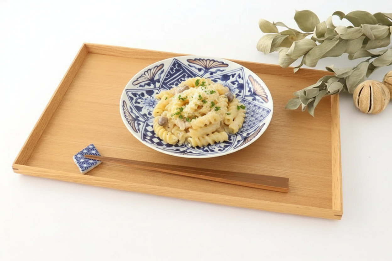 Rinkurou Kiln Round Plate Flower Blue and Silver 18.5cm/7.3in | Hasami Ware