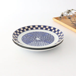 Plate 18.5cm Rabbit silver Ichimatsu porcelain Rinkurou kiln Hasami ware