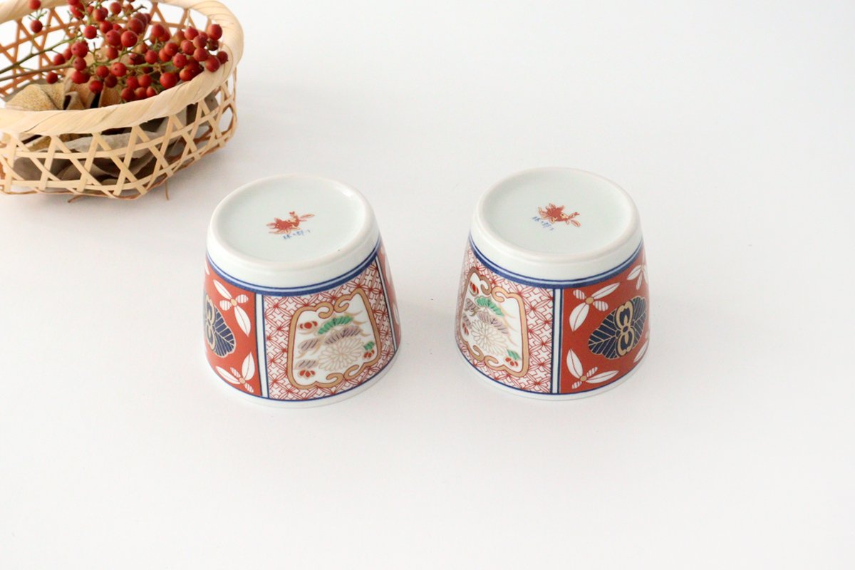 Soba choko, ground pattern, split flower pattern, porcelain, Rinkurou kiln, Hasami ware