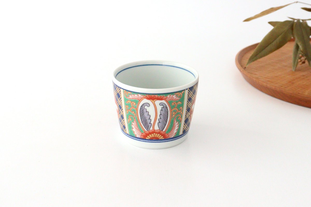 Rinkurou Kiln Soba Choko Old Imari Blue and Gold Flower | Free Cup Hasami Ware