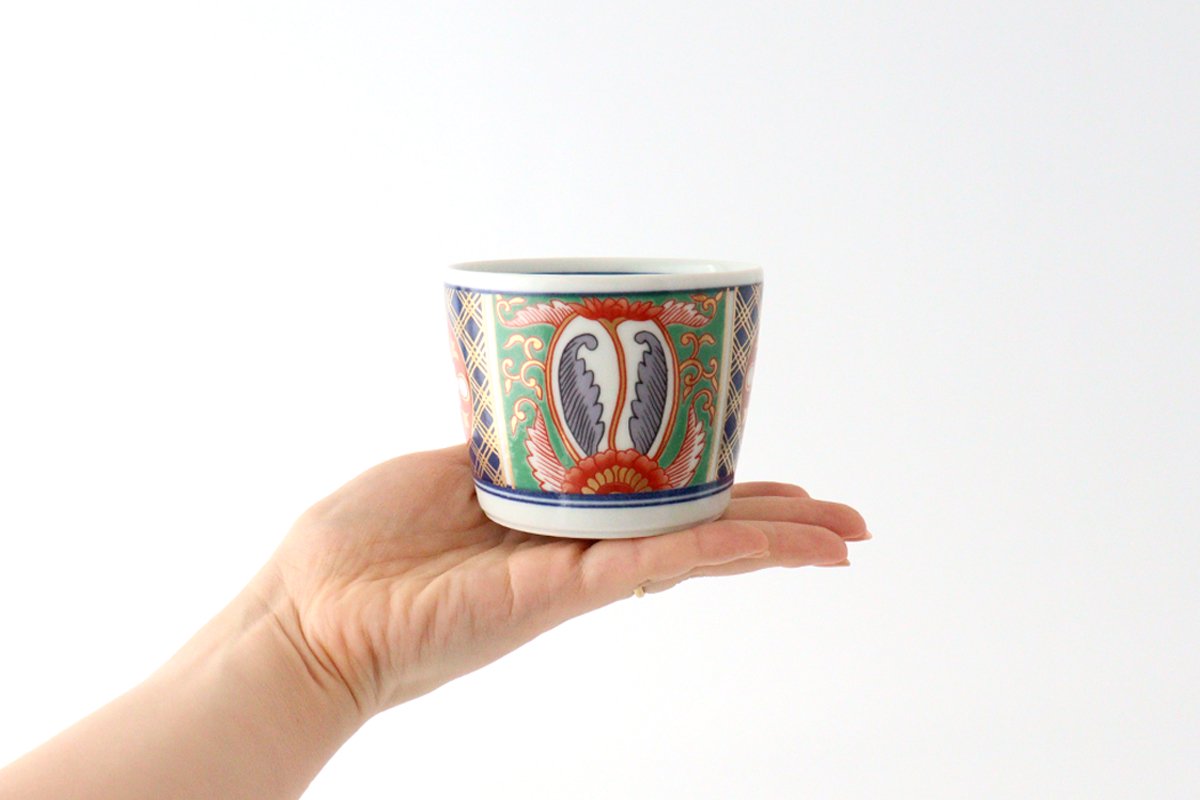 Rinkurou Kiln Soba Choko Old Imari Blue and Gold Flower | Free Cup Hasami Ware