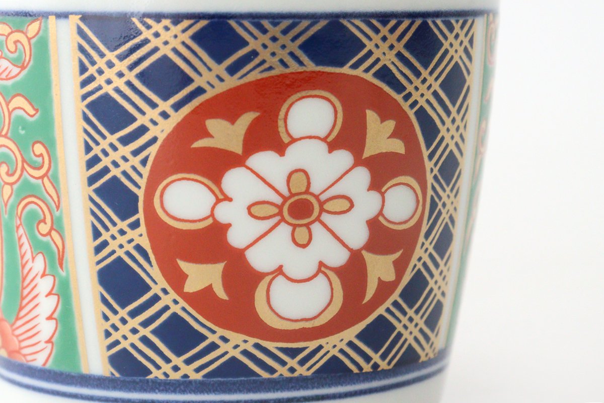 Rinkurou Kiln Soba Choko Old Imari Blue and Gold Flower | Free Cup Hasami Ware