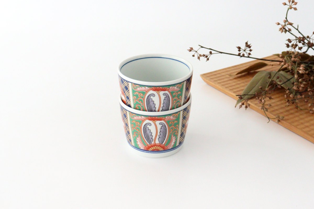 Rinkurou Kiln Soba Choko Old Imari Blue and Gold Flower | Free Cup Hasami Ware