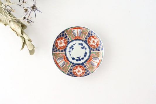 Rinkurou Kiln Small Round Plate Old Imari Style Blue&Gold Flower Pattern 12cm/4.7in | Hasami Ware-TOP