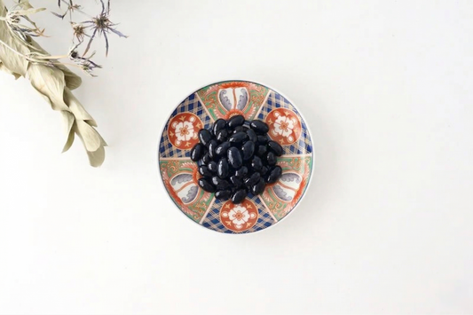Rinkurou Kiln Small Round Plate Old Imari Style Blue&Gold Flower Pattern 12cm/4.7in | Hasami Ware