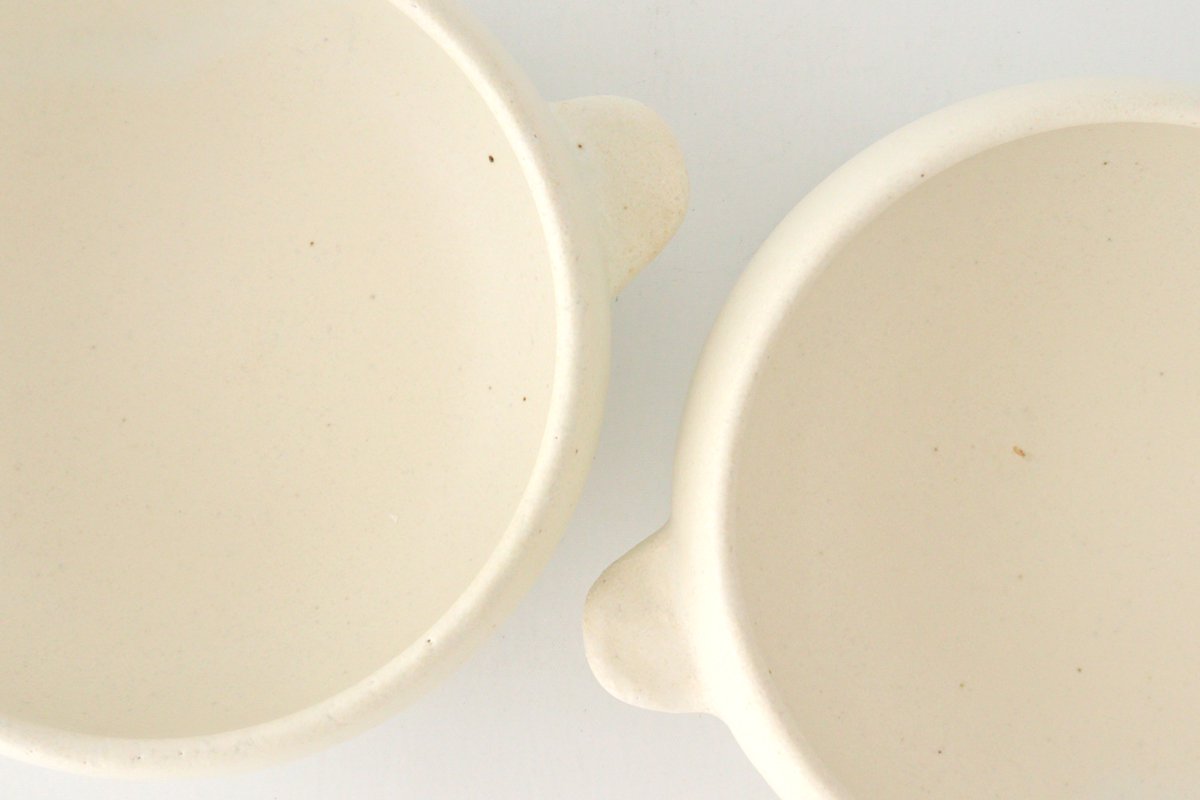 Oven bowl white heat resistant pottery Mino ware
