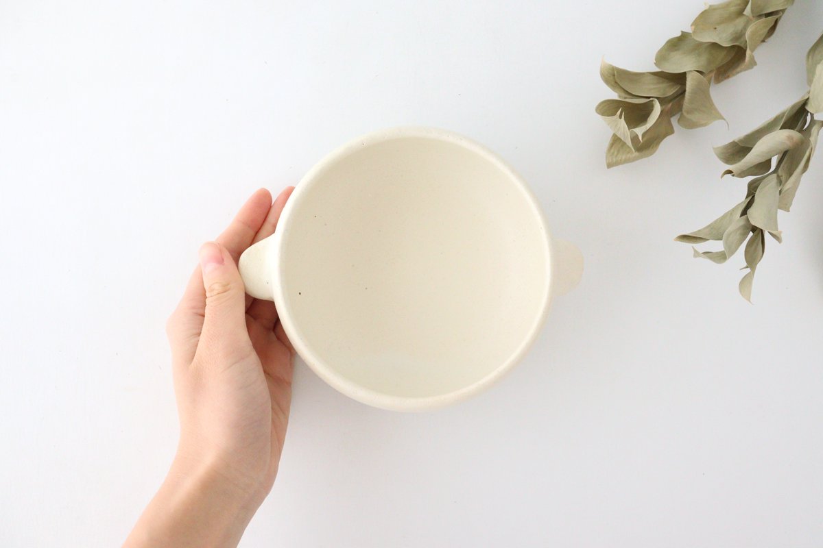 Oven bowl white heat resistant pottery Mino ware