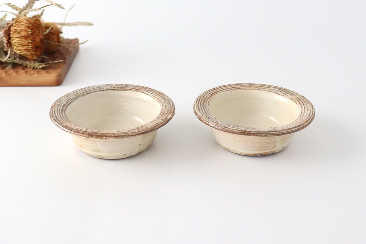 Fuchiara horizontal carving cut rim bean bowl pottery Furuya Seisho