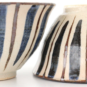 Rice bowl blue pottery straw hand Mino ware