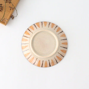 15cm/5.9in Round Plate Orange Pottery Straw Hand Mino Ware