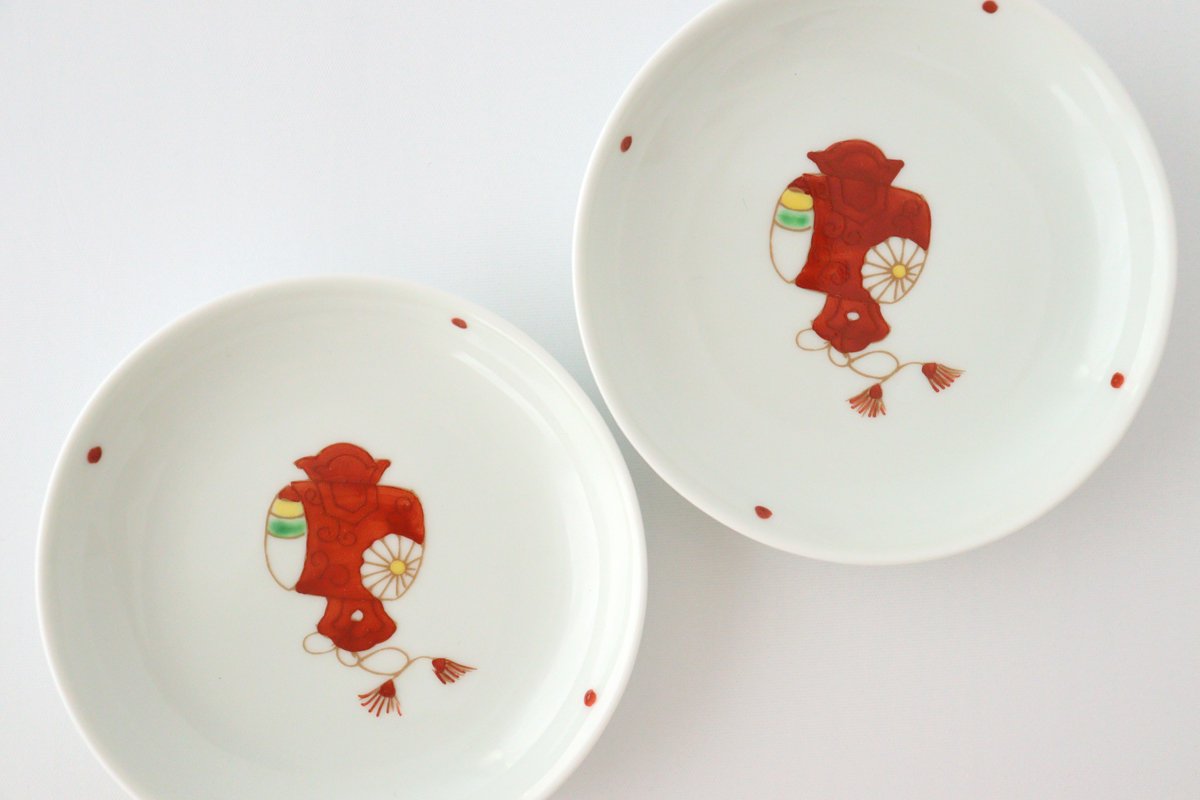 Lucky small plate, gavel, porcelain, Hasami ware