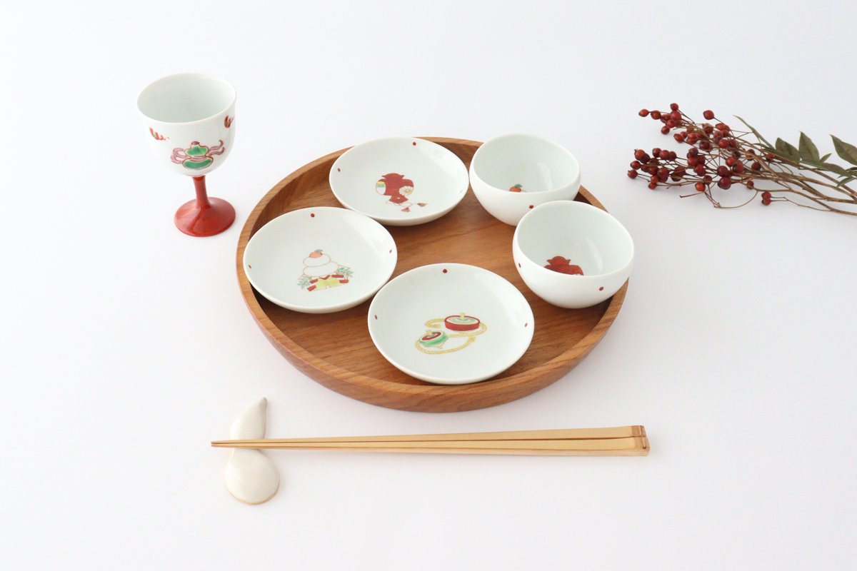 Lucky small plate, top, porcelain, Hasami ware