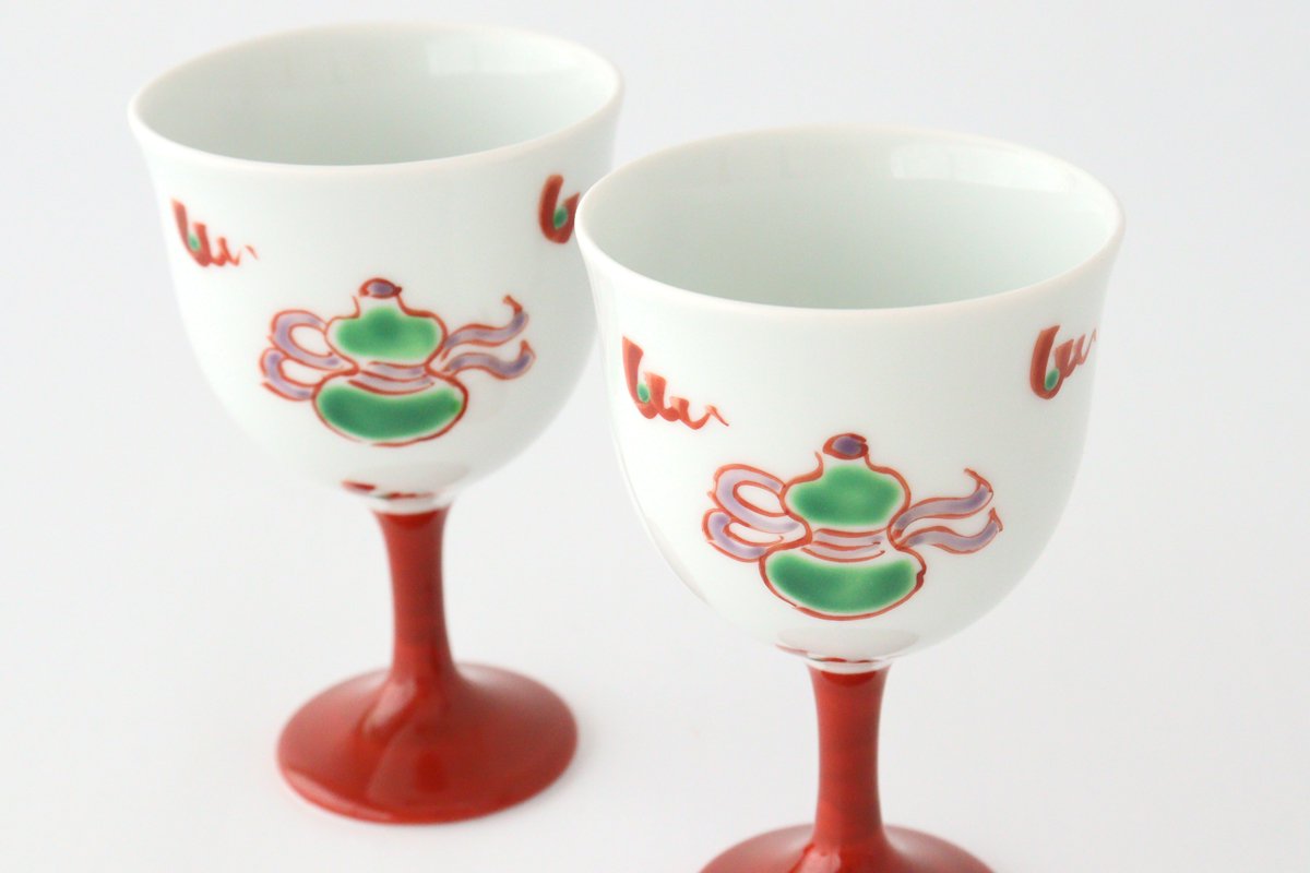 Sake Cup Aperitif Glass Colored Gourd | Hasami Ware