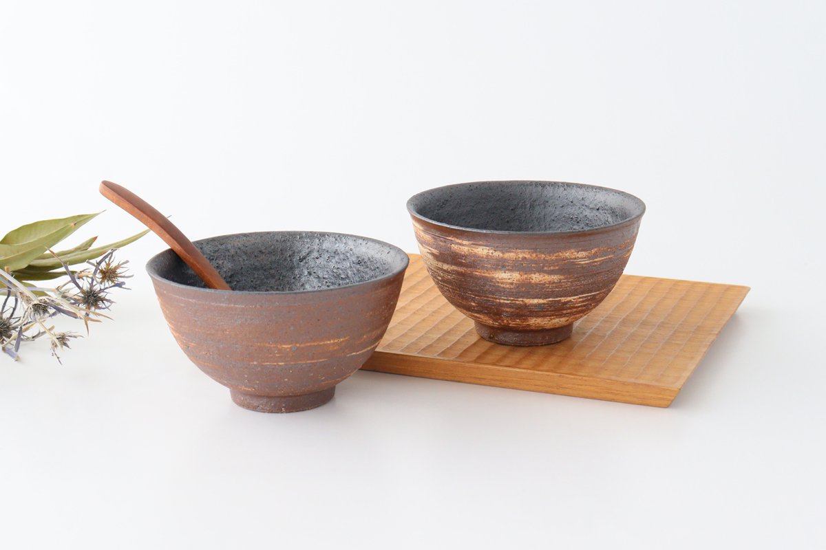 Rice Bowl Hakeme Brown | Mino Ware