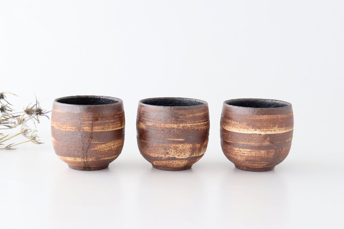 Japanese Cup Hakeme Brown | Yunomi Mino Ware