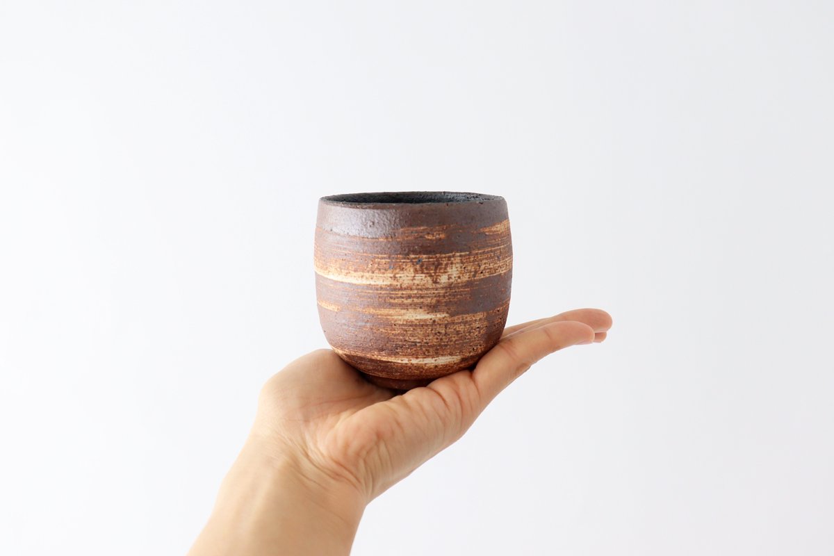 Japanese Cup Hakeme Brown | Yunomi Mino Ware