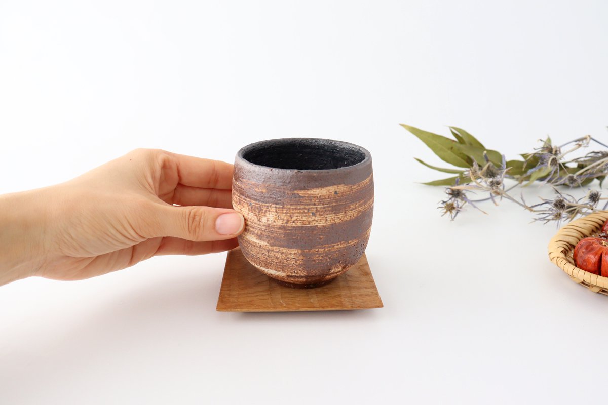 Japanese Cup Hakeme Brown | Yunomi Mino Ware