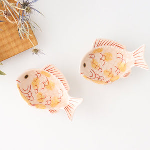 Sea bream-shaped Small Plate Pink and Gold｜Arita Ware