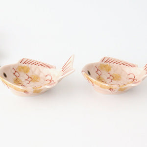 Sea bream-shaped Small Plate Pink and Gold｜Arita Ware