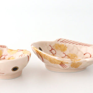 Sea bream-shaped Small Plate Pink and Gold｜Arita Ware