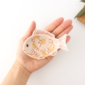 Sea bream-shaped Small Plate Pink and Gold｜Arita Ware